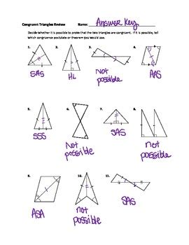 congruent triangles worksheet answer key